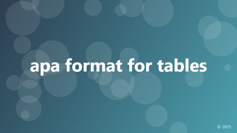 apa format for tables