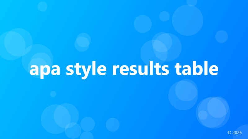 apa style results table