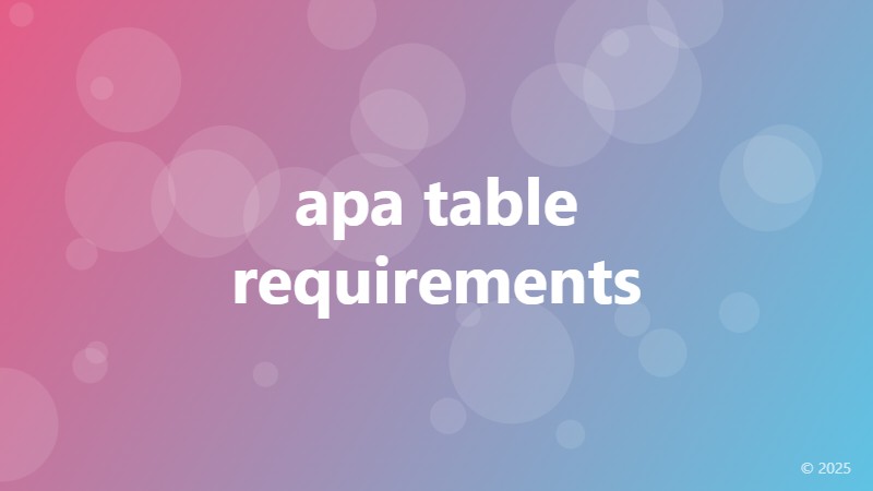 apa table requirements