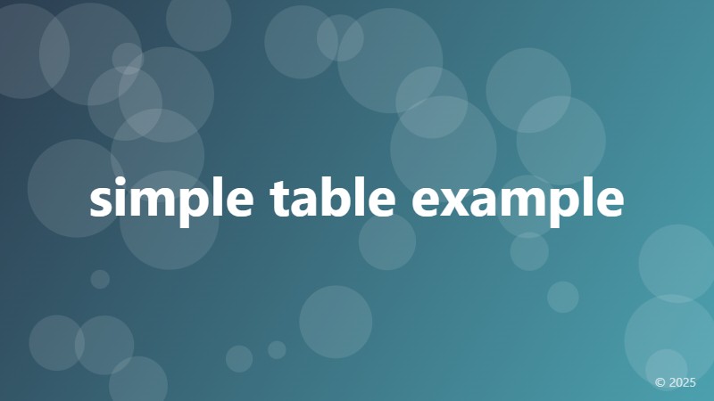 simple table example